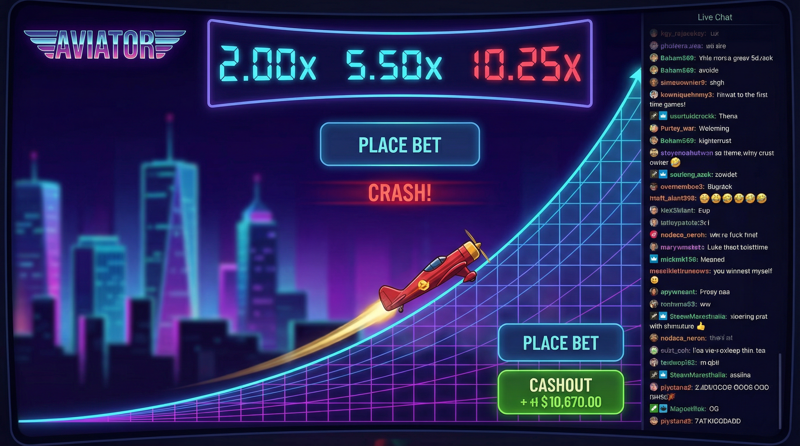 飞行员Aviator游戏界面